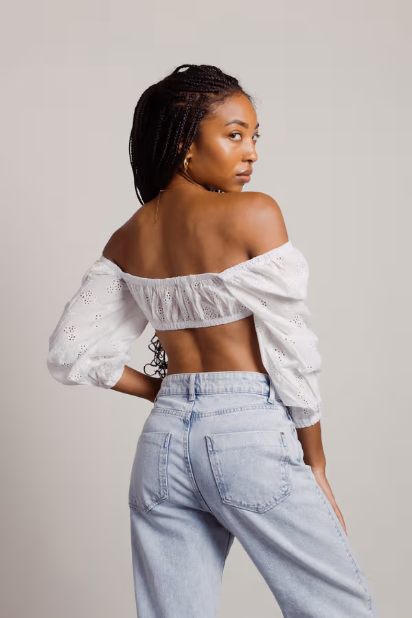 Step It Up Crop Top - Off White