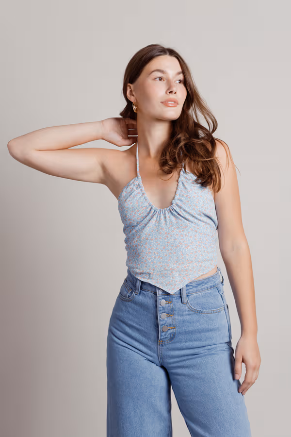 Talk About It Crop Top - Blue
