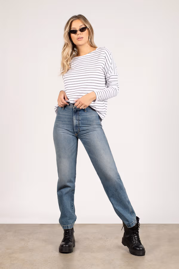 Keep In Line Stripe Top - White & Black