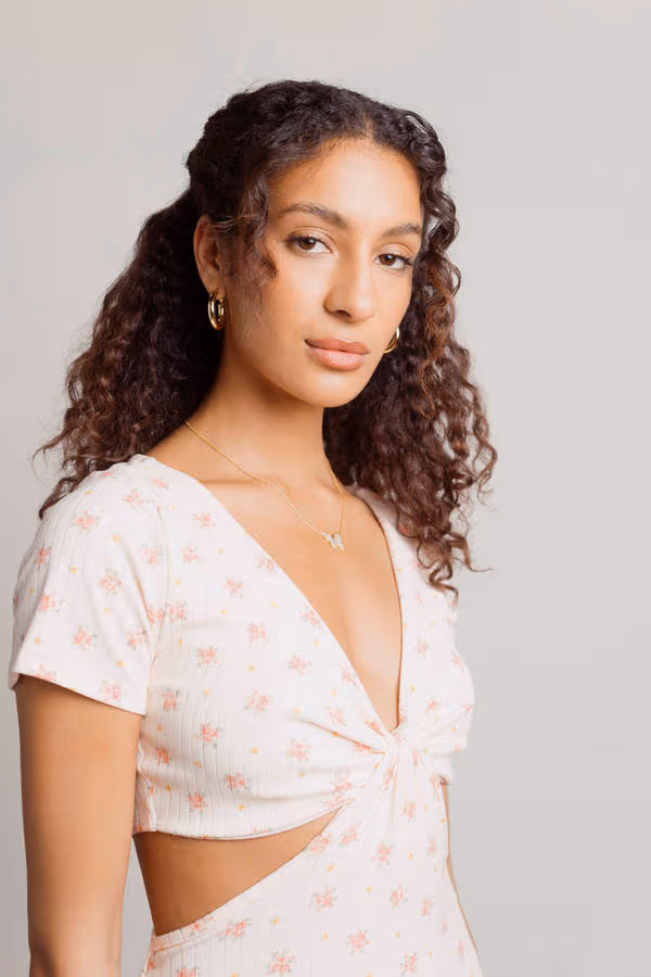 Fairplay Floral Cutout Mini Dress - Peach Multi