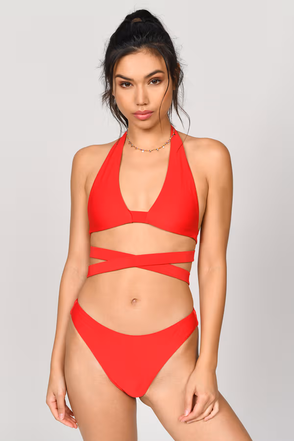 Lean Close Halter Monokini - Red
