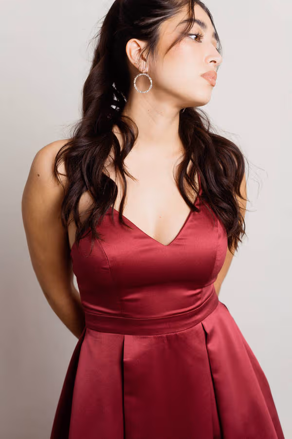 Bridgette Satin Skater Mini Dress - Magenta