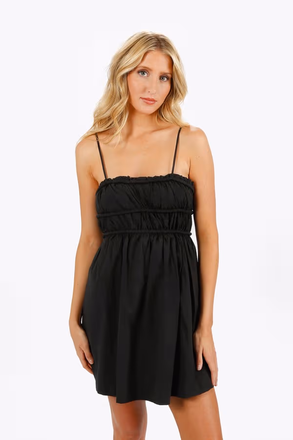 Claire Smocked Strappy Mini Dress - White