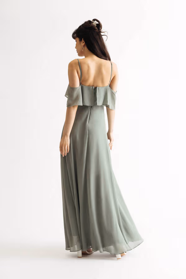 Charlene Off the Shoulder Slit Maxi Dress - Dusty Sage