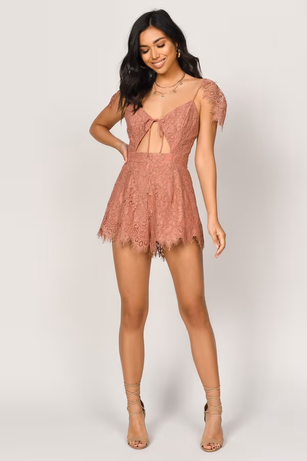 Helen Lace Romper - White