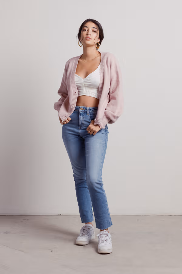 Keep Me Company Sweater Cardigan - Rose