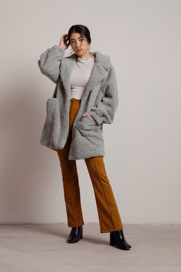 In A Daze Teddy Coat - Sage