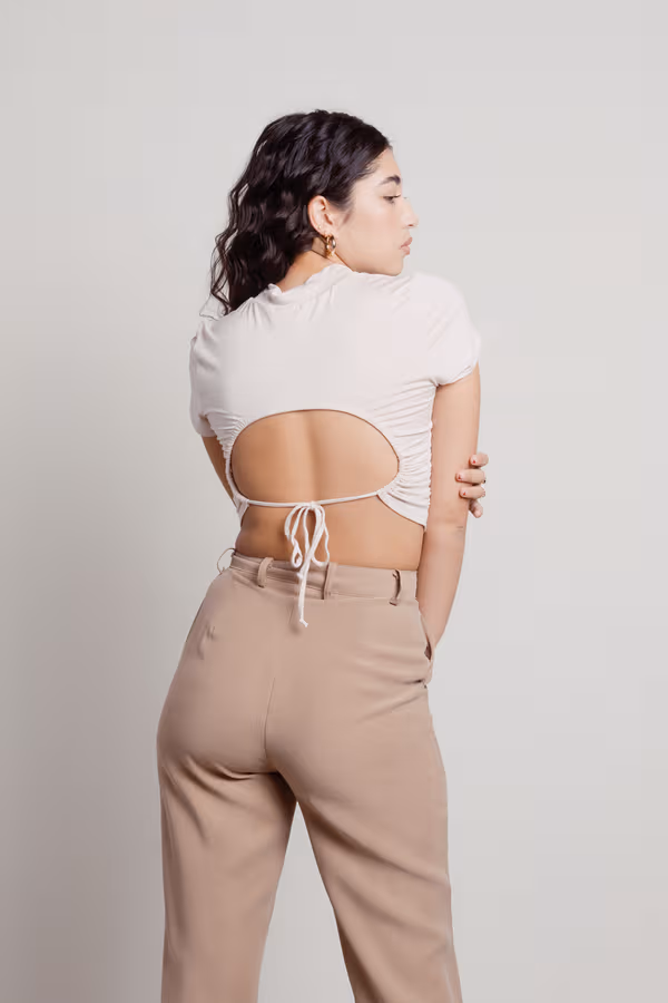 One More Time Crop Top - Taupe