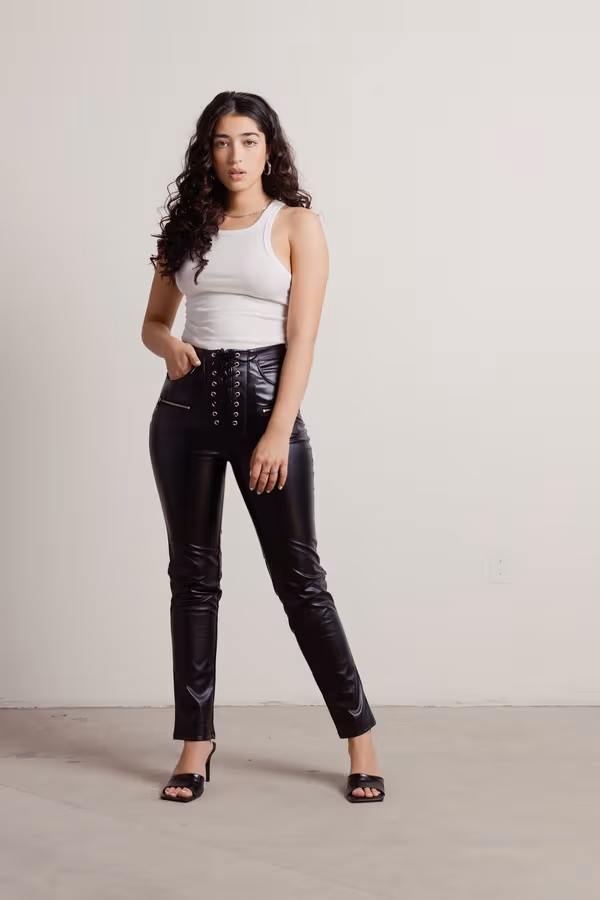 Sylis Lace Up Pants - Black