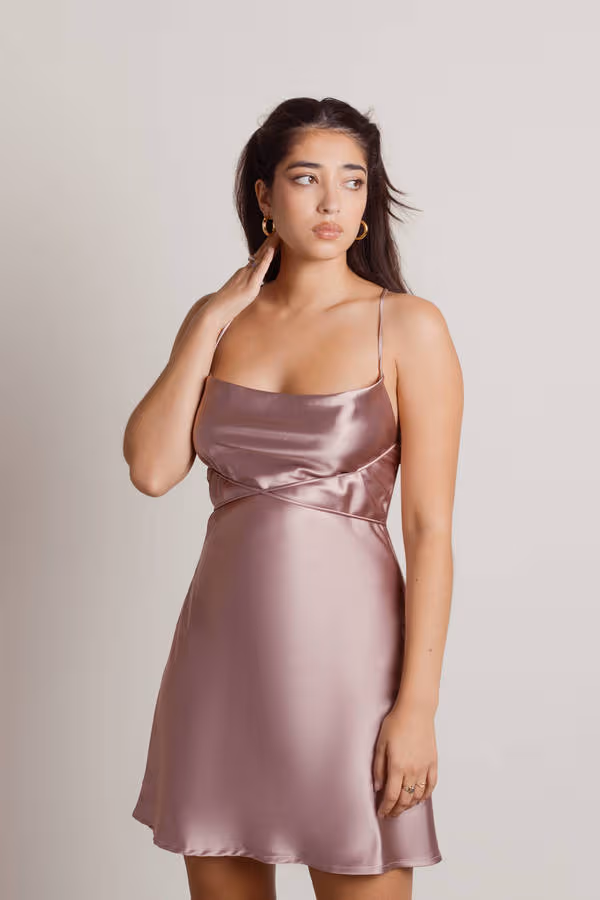 Light Up The Night Satin Cross Back Mini Dress - Off White