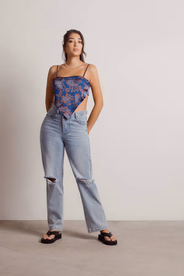 Lasso In Crop Top - Blue