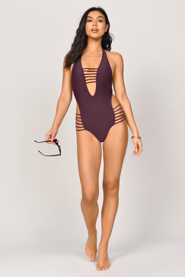 Fine Line Strappy Monokini - Black