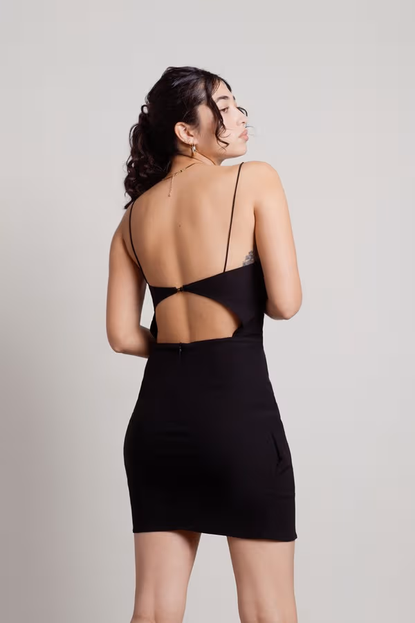 Here Again Cutout Bodycon Mini Dress - Black
