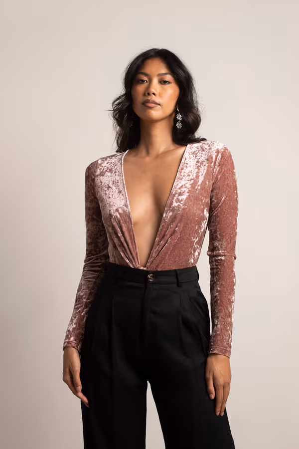 Knot Yours Plunging Bodysuit - Blush