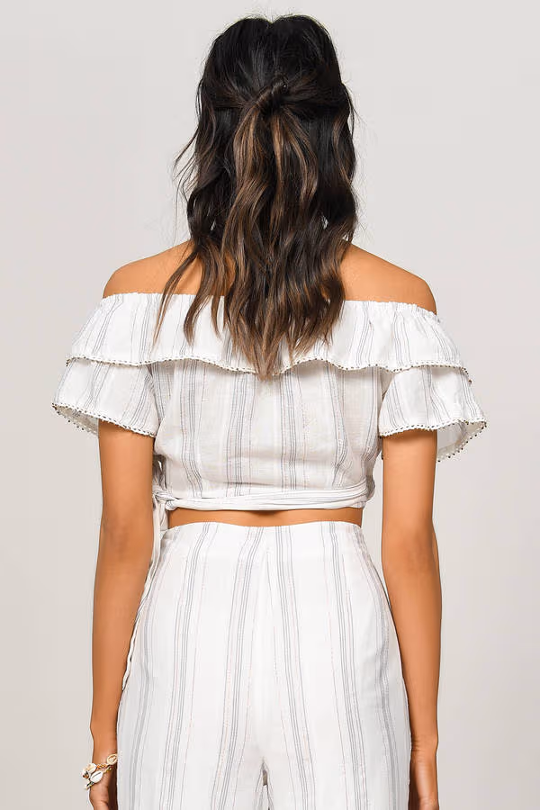 Lynn Crop Top - White Multi