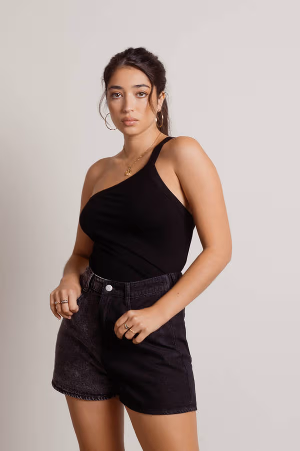 Iggy One Shoulder Top - Black