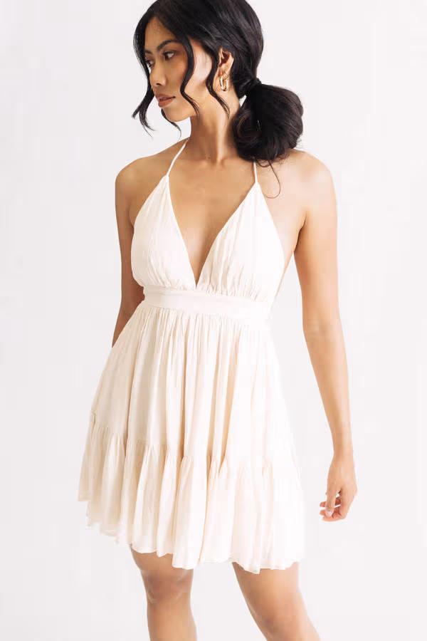 Camryn Cream Tiered Babydoll Mini Dress