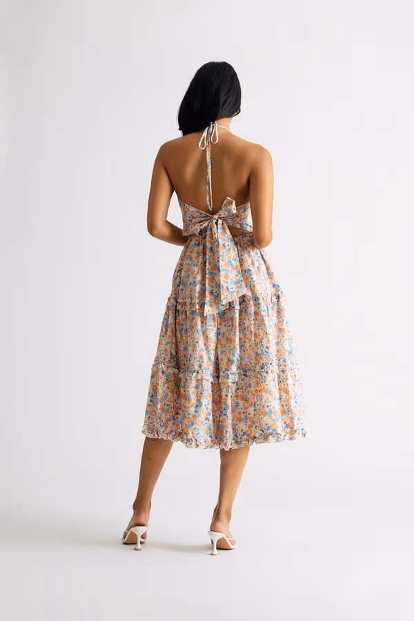 Christine Floral Skater Mini Dress - White Multi