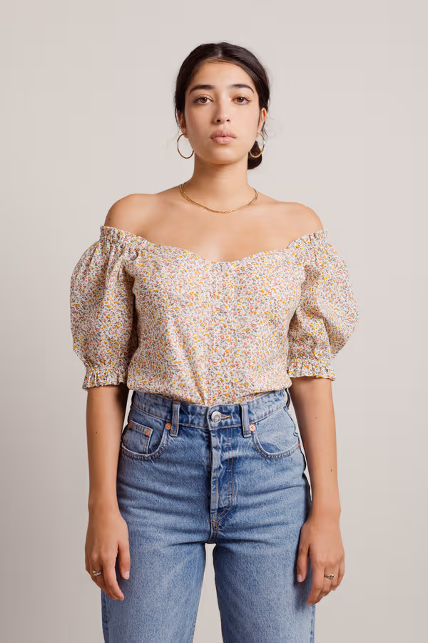 Romilda Floral Blouse - Beige Multi