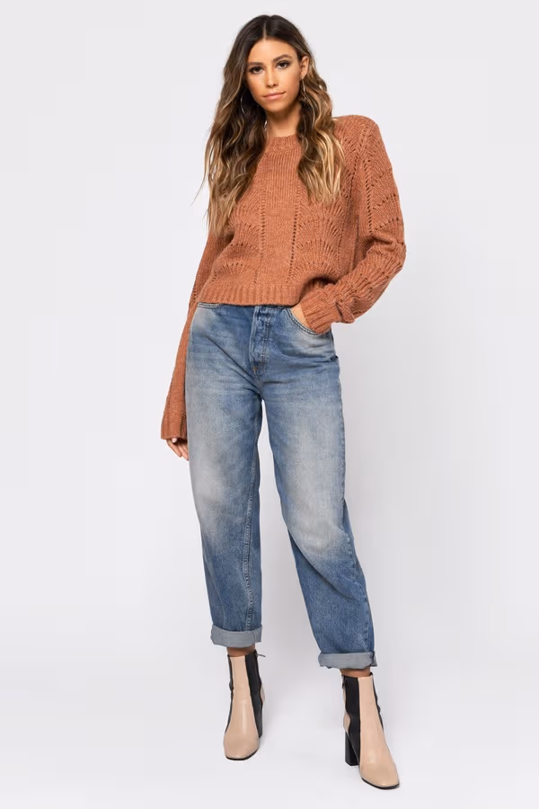 Take It Easy Knit Sweater - Rust
