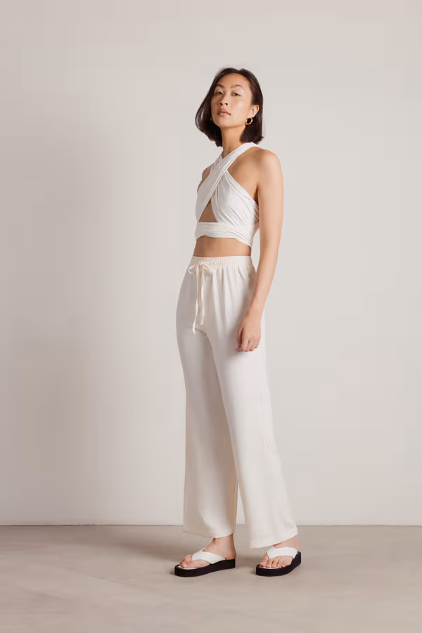 Angelic Wide Leg Pants - Ecru