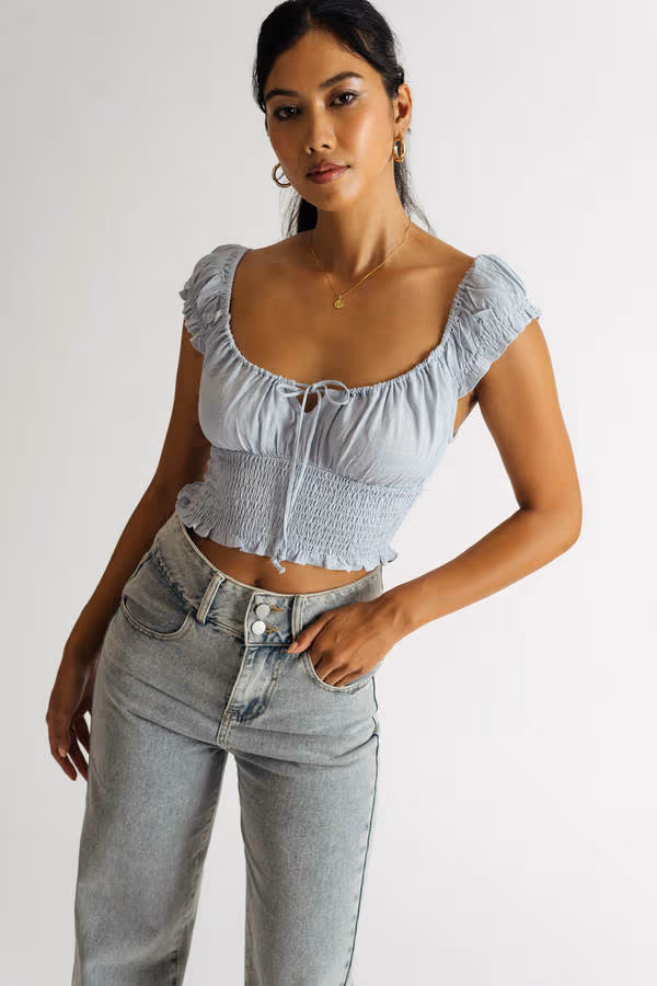 Lenora Crop Top - Light Blue