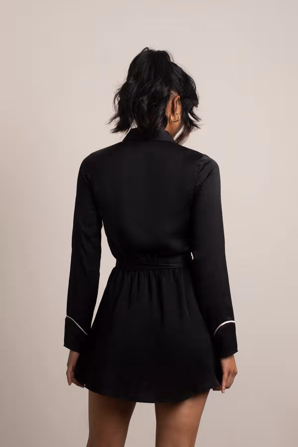 Patty Button Up Skater Mini Dress - Black