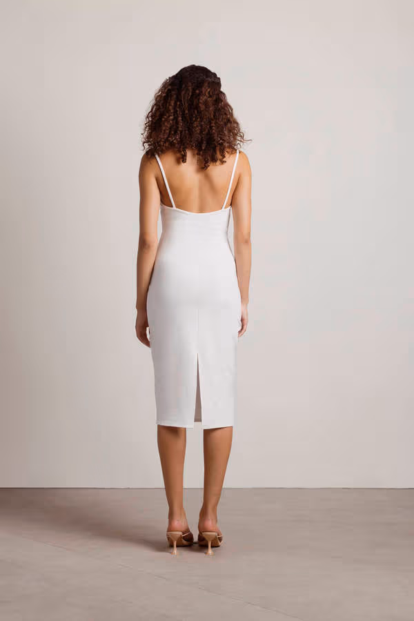 Iconic Sweetheart Back Slit Midi Dress - Ivory