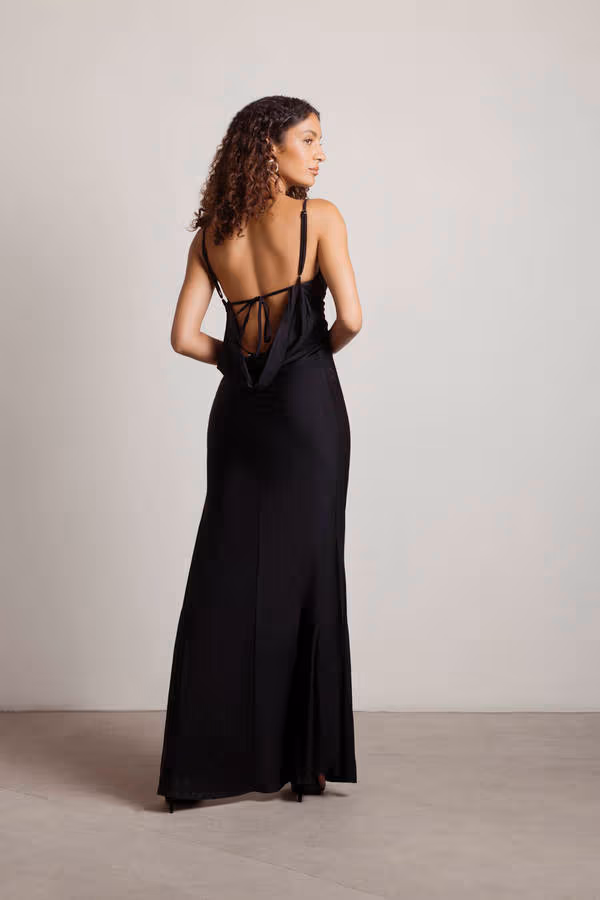 Late Nights Open Back High Slit Maxi Dress - Burgundy