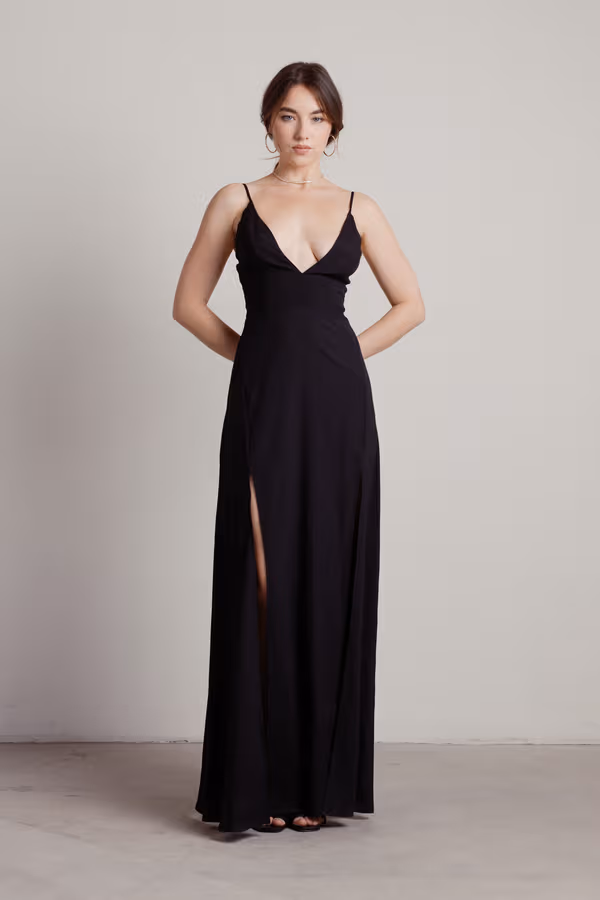 Under Your Spell Black Dual Slit Maxi Dress