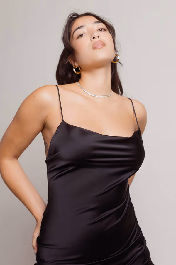 On A Mission Satin Cami Mini Dress - Light Gold