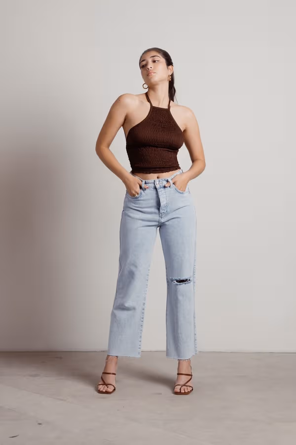 Expectations Crop Top - Brown