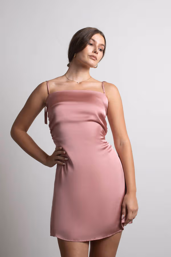 Sundaze Satin Skater Mini Dress - Navy