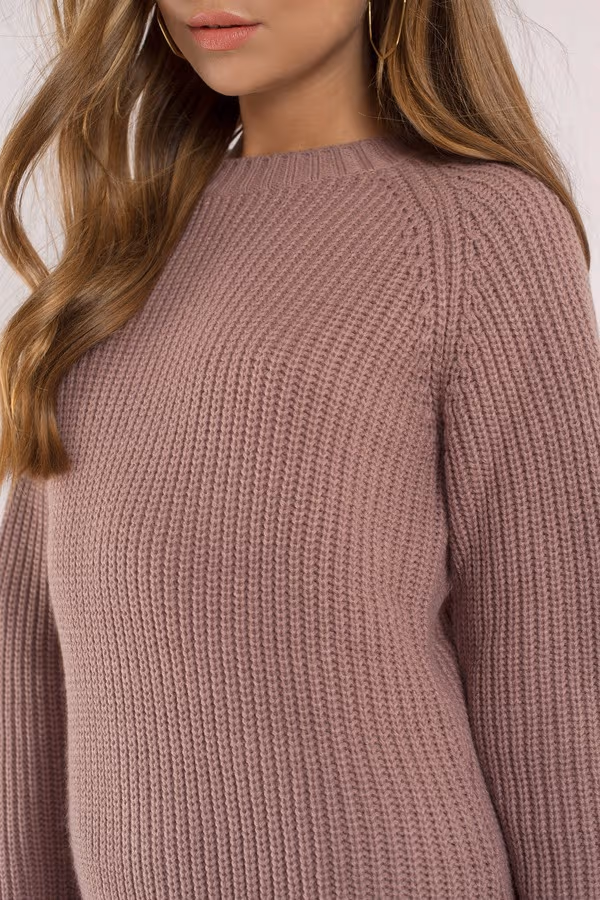 Stone Cold Knit Sweater Mini Dress - Mauve