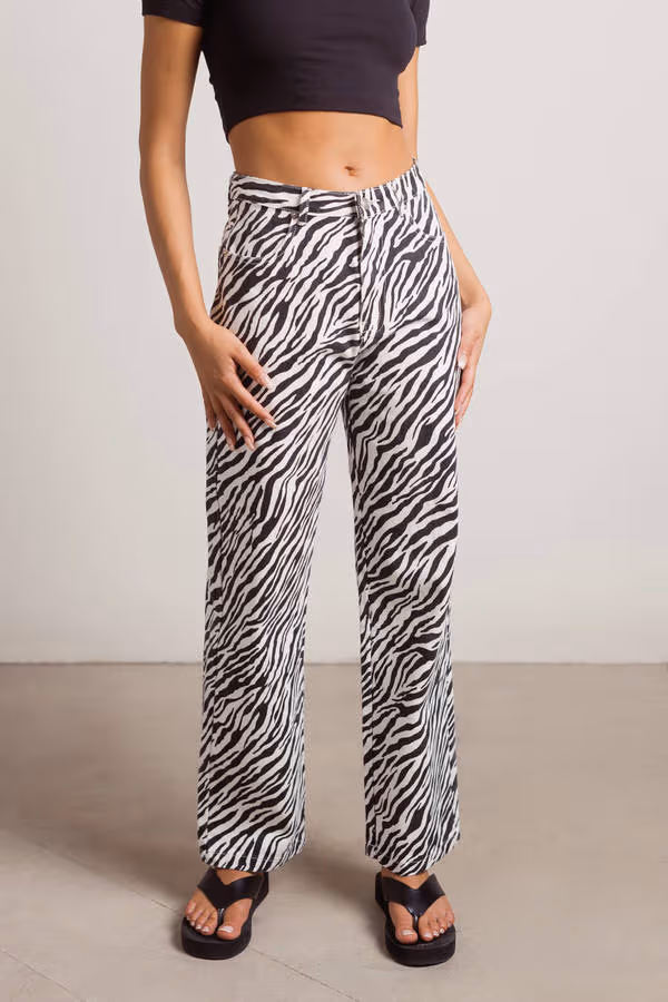 Gimme Attention Straight Leg Pants - Black & White