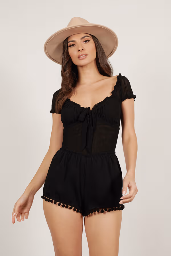 Angie Pom Pom Shorts - Black