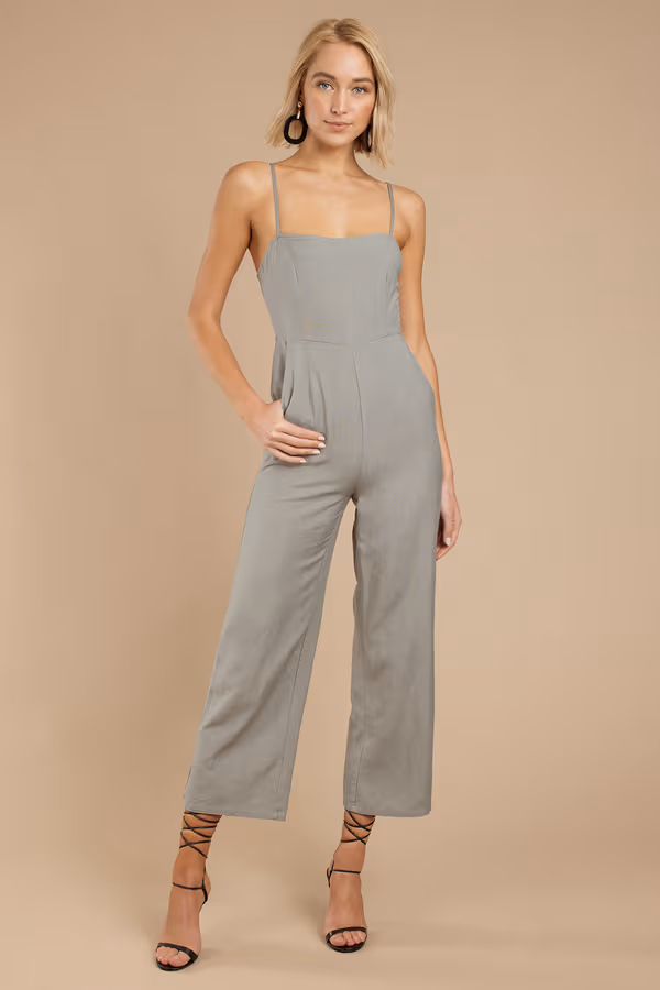 Don't Be Square Cami Jumpsuit - Olive