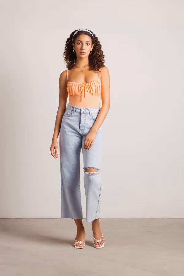 Tangerine Ruched Bodysuit - Orange