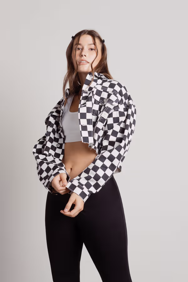 Jennie Checkered Jacket - White and Black