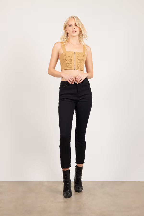 Concert Ready Crop Top - Khaki