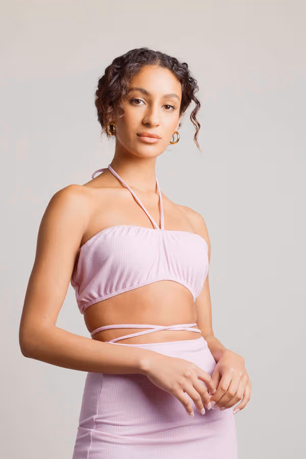 Ricky Ribbed Crop Top and Midi Skirt Set - Black