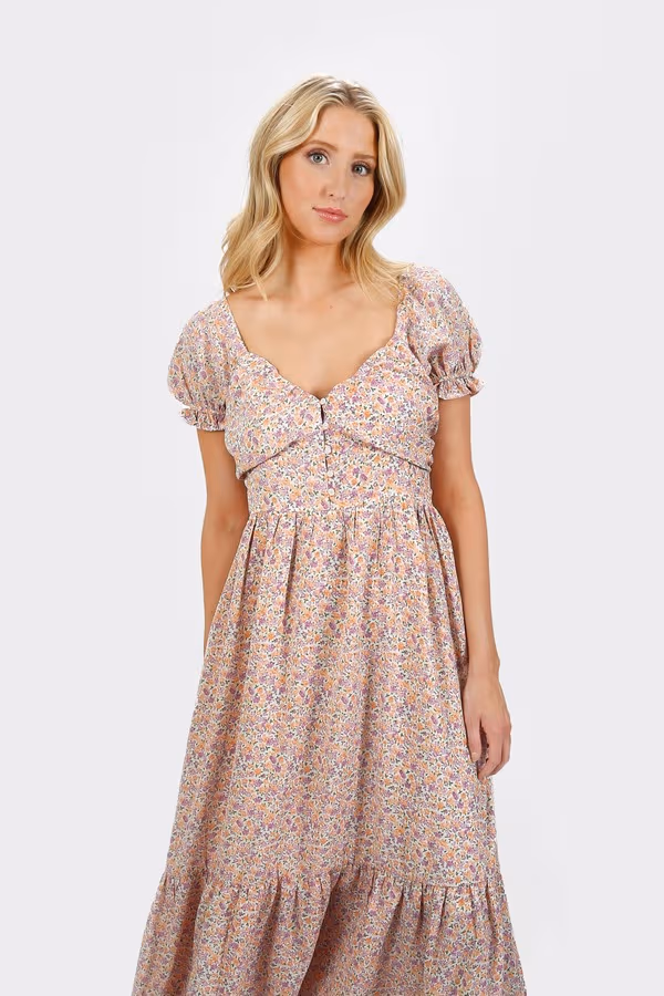 Alaia Floral Puff Sleeve Maxi Dress - Multi