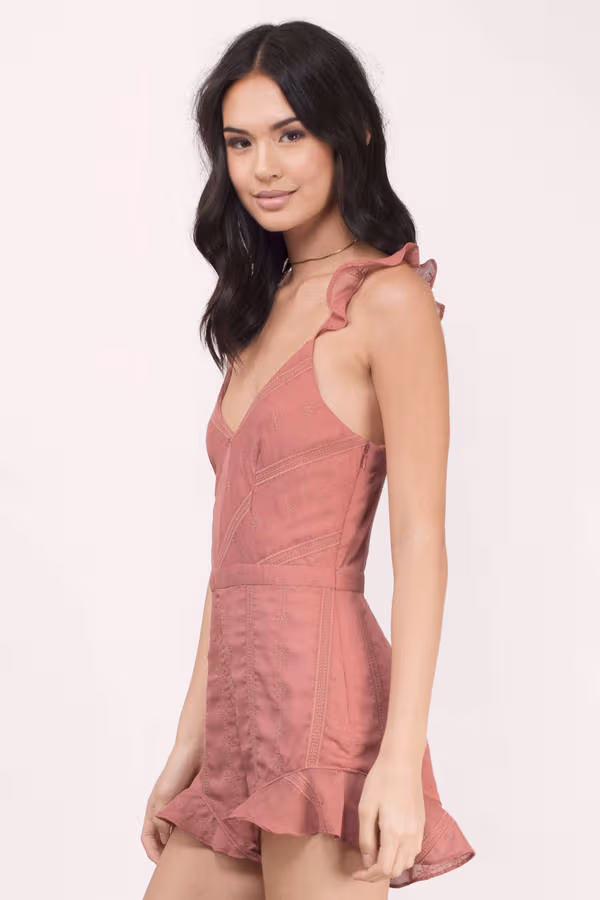 The Jetset Diaries Getaway Stripe Romper - Moss Coral