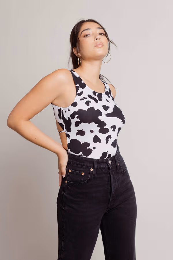 Milkshake Cross Back Bodysuit - Black & White