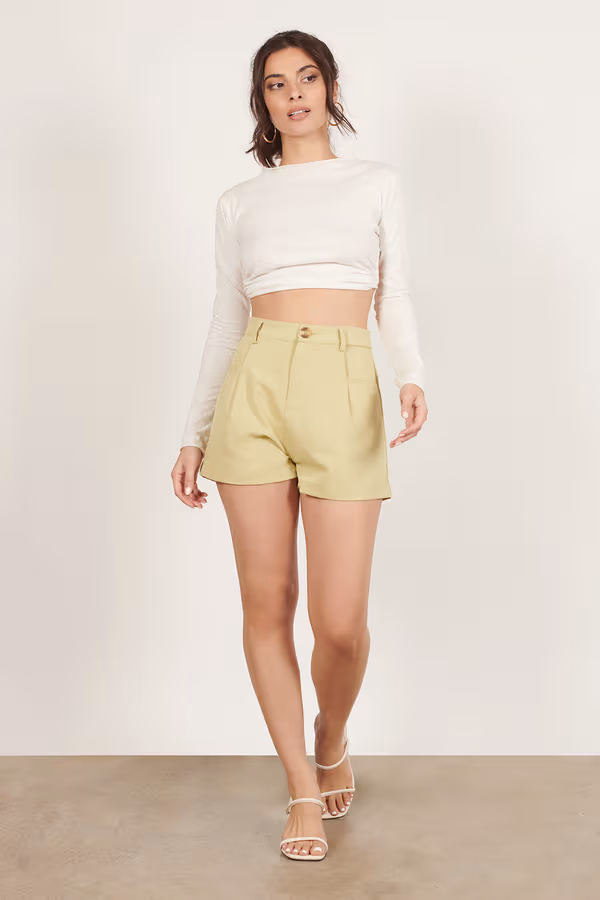 Power Play High Waist Shorts - Lime