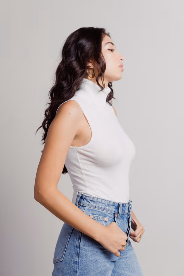 Mari Turtleneck Bodysuit - White