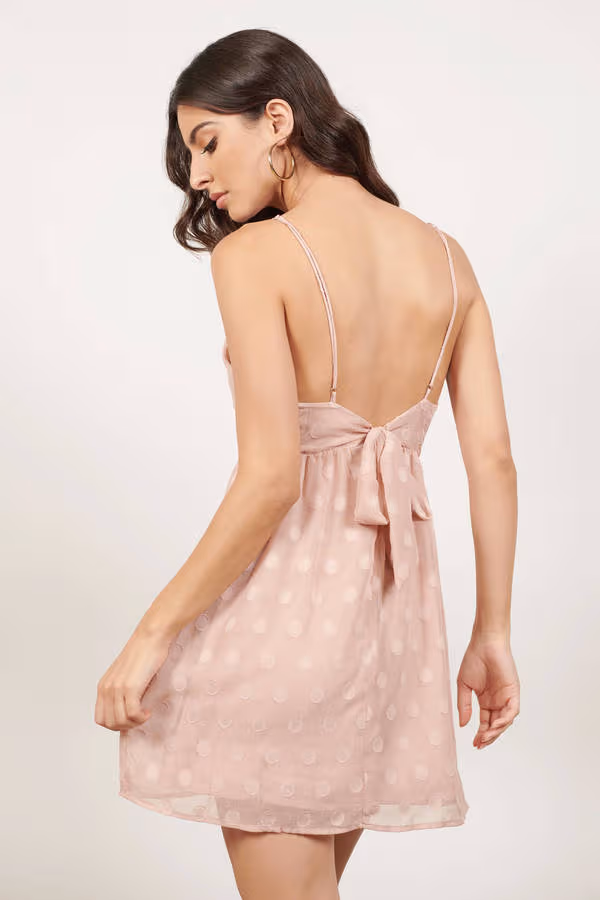 Imagine This Polka Dot Babydoll Mini Dress - Blush