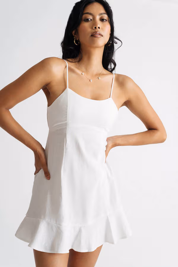Frances White Tie Back Skater Mini Dress