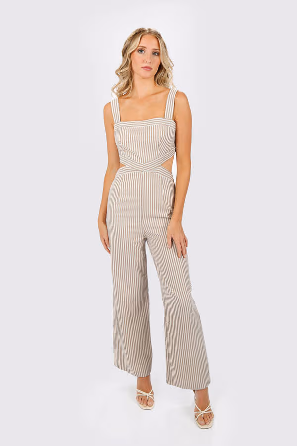 Louiella Cutout Jumpsuit - Brown