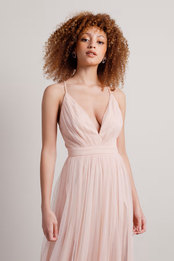 Night To Remember Chiffon Double High Slit Maxi Dress - Navy